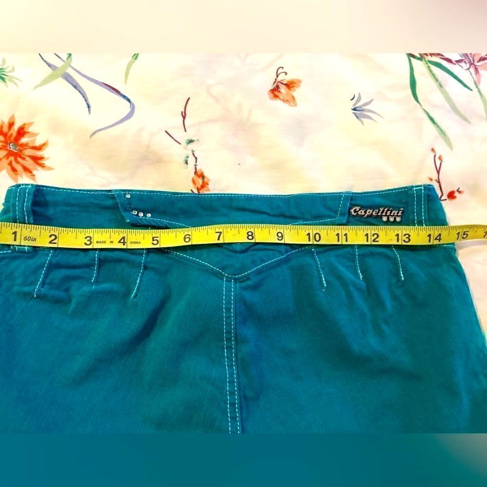 Capellini Women’s Turquoise Stretch Crop Pant Size 7 - Picture 9 of 12